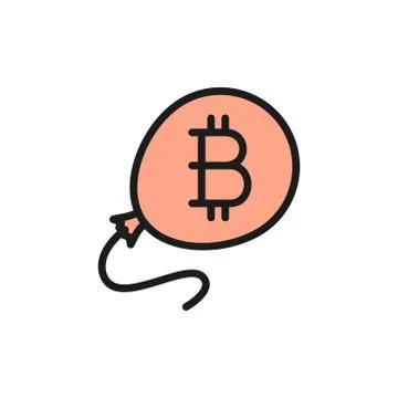 Bitcoin balloon, blockchain, cryptocurrency flat color icon. イラスト素材