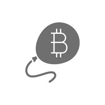 Bitcoin balloon, blockchain, cryptocurrency grey icon on white background イラスト素材