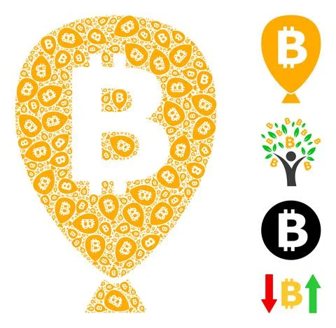 Bitcoin Balloon Icon Recursive Collage Stock Illustration