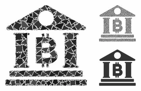 Bitcoin bank building Composition Icon of Joggly Pieces Ilustración de archivo