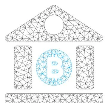 Bitcoin Bank Building Vector Mesh Network Model Ilustración de archivo