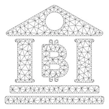 Bitcoin Bank Building Vector Mesh Network Model Ilustración de archivo