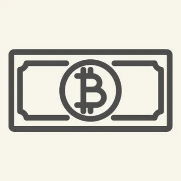 Bitcoin banknote line icon. Crypto money vector illustration isolated on white Illustrazione stock