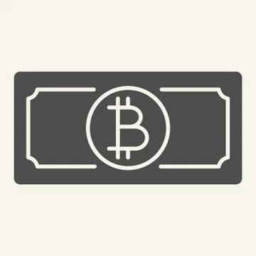 Bitcoin banknote solid icon. Crypto money vector illustration isolated on white Illustrazione stock