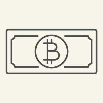 Bitcoin banknote thin line icon. Crypto money vector illustration isolated on Illustrazione stock