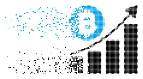 Bitcoin Bar Chart Trend Dissolved Pixel Icon Ilustración de archivo