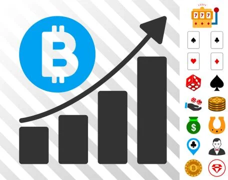 Bitcoin Bar Chart Trend Icon with Bonus Ilustración de archivo