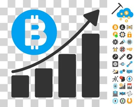Bitcoin Bar Chart Trend Icon with Bonus Ilustración de archivo