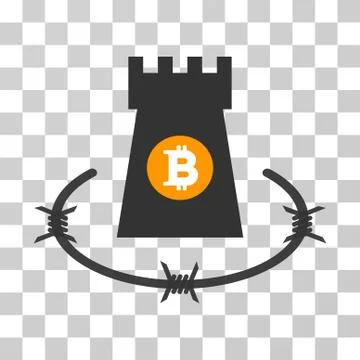 Bitcoin Barbwire Bulwark Vector Icon Stock Illustration
