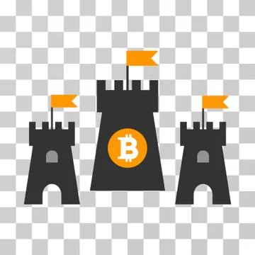 Bitcoin Bastion Towers Vector Icon Stock Illustration