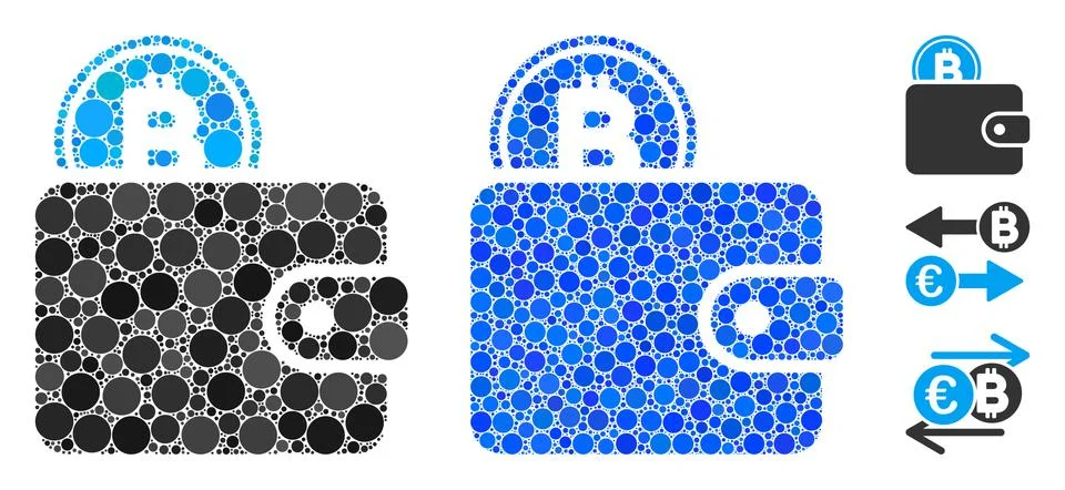 Bitcoin Billfold Composition Icon of Circle Dots Stock Illustration