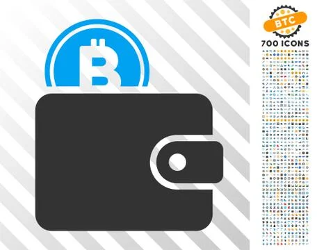 Bitcoin Billfold Flat Icon with Bonus Stock Illustration