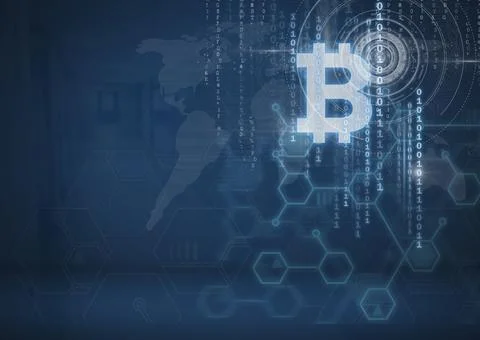 Bitcoin with binary code Stock Illustration