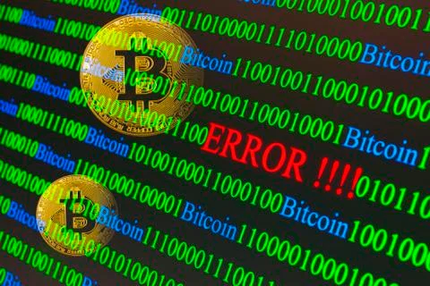 Bitcoin binary code with lettering Error 스톡 사진