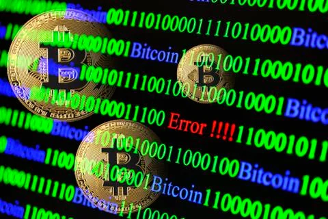 Bitcoin binary code with lettering Error Foto stock