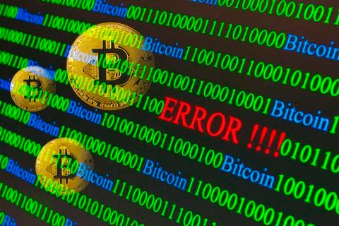 Bitcoin binary code with lettering Error Foto stock