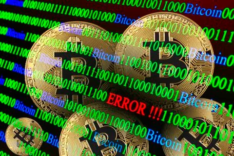 Bitcoin binary code with lettering Error Foto stock