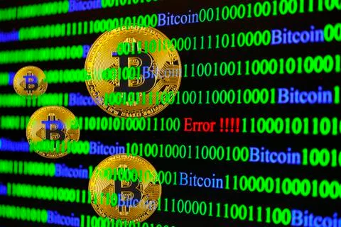 Bitcoin binary code with lettering Error Foto stock