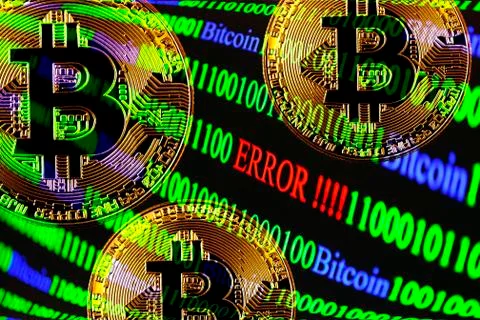 Bitcoin binary code with lettering Error Foto stock