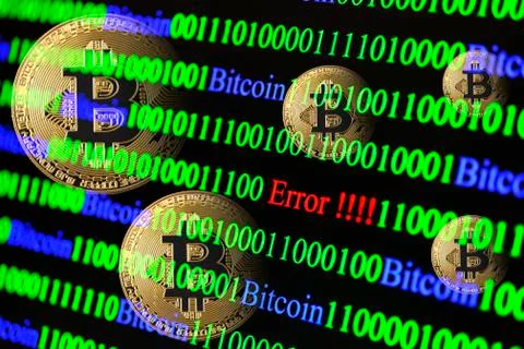 Bitcoin binary code with lettering Error Foto stock