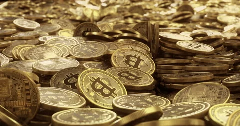 Bitcoin - Bit Coin BTC Background. Camera flyover. Seamless Loop. Video stock 86801706