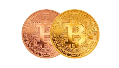 Bitcoin - bit coin BTC crypto currency on white Stock Photos