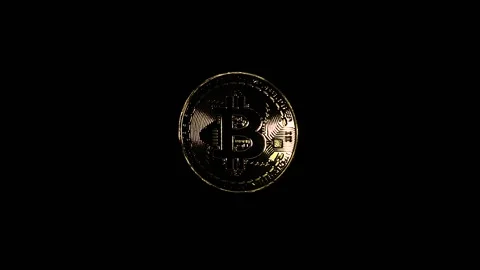 Bitcoin on black background (2) Stock Footage 149660478
