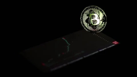 Bitcoin on black background (3) Stock Footage 149660479