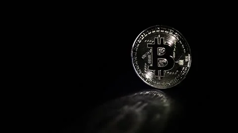 Bitcoin on black background Stock Footage 149660505
