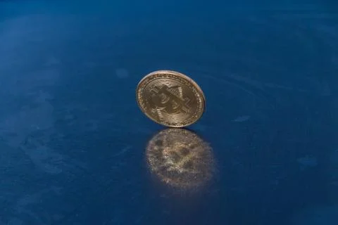 Bitcoin on black background 스톡 사진