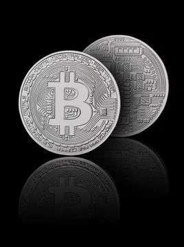 Bitcoin on black background with reflection Stock Photos