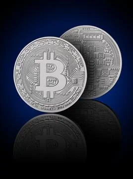 Bitcoin on black background with reflection Stock Photos