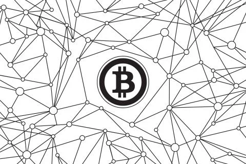 Bitcoin blockchain background. Cryptocurrency Stock Illustration