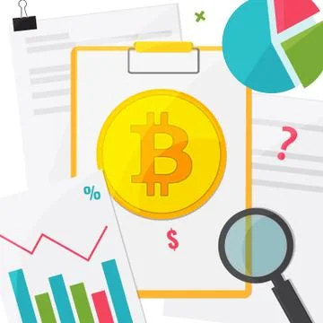 Bitcoin Blockchain Concept. Chart, graph and bitcoin. Stock Illustration