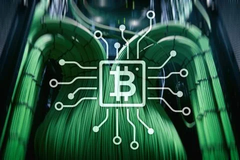 Bitcoin, Blockchain concept on server room background. Stock-Illustration