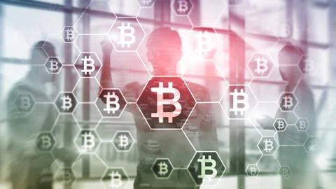 Bitcoin, Blockchain concept on server room background. Foto stock