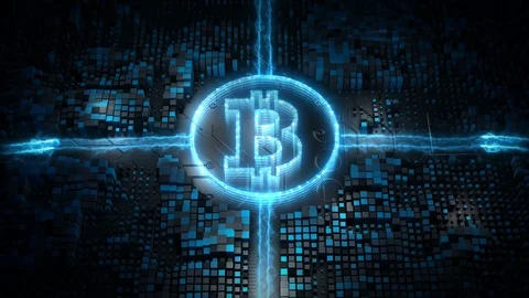 Bitcoin blockchain crypto currency digital encryption network, Money Exchange Video stock 117830785
