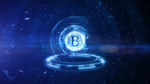 Bitcoin blockchain crypto currency digital encryption, Digital money exchange Stock Footage 146052266