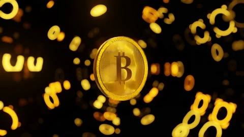 Bitcoin blockchain crypto currency digital encryption, Digital money exchange. Video stock 155199151