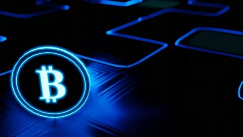 Bitcoin blockchain crypto currency digital encryption, Digital money exchange. Stock Footage 155382687