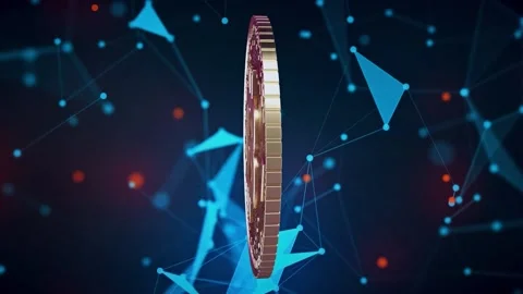 Bitcoin blockchain crypto currency digital encryption network Stock Footage 220509933