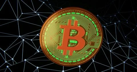 Bitcoin blockchain crypto currency digital encryption, Digital money exchange Stock Illustration
