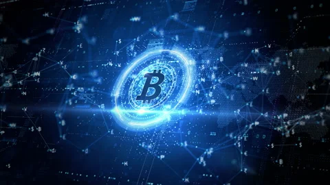 Bitcoin blockchain cryptocurrency digital encryption, Digital money exchange, Stock Footage 162206520