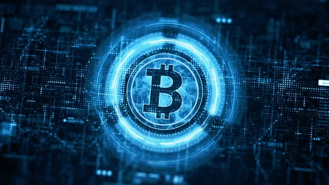 Bitcoin blockchain cryptocurrency digital encryption, Digital money exchange, Stock Footage 165575670