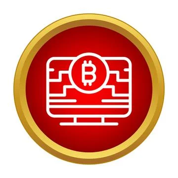 Bitcoin blockchain cryptocurrency mining on computer monitor Illustrazione stock