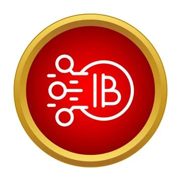 Bitcoin blockchain cryptocurrency symbol on red circle Stock Illustration