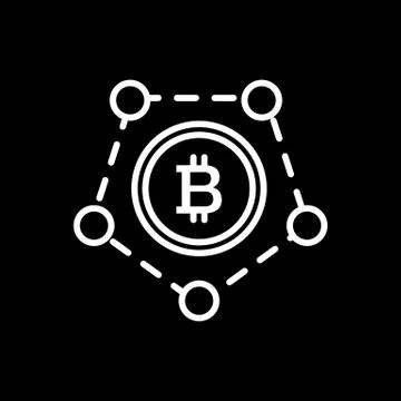 Bitcoin blockchain modern technology vector illustration. White icon on black 스톡 일러스트
