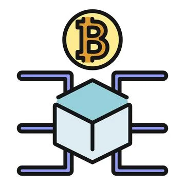 Bitcoin blockchain network distributing cryptocurrency data Stock Illustration