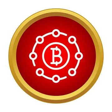 Bitcoin blockchain network distributing transactions icon Illustrazione stock