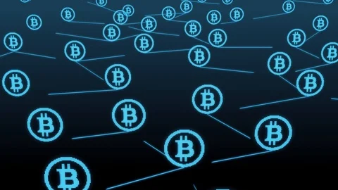 Bitcoin blockchain network simulation Stock Footage 119993539